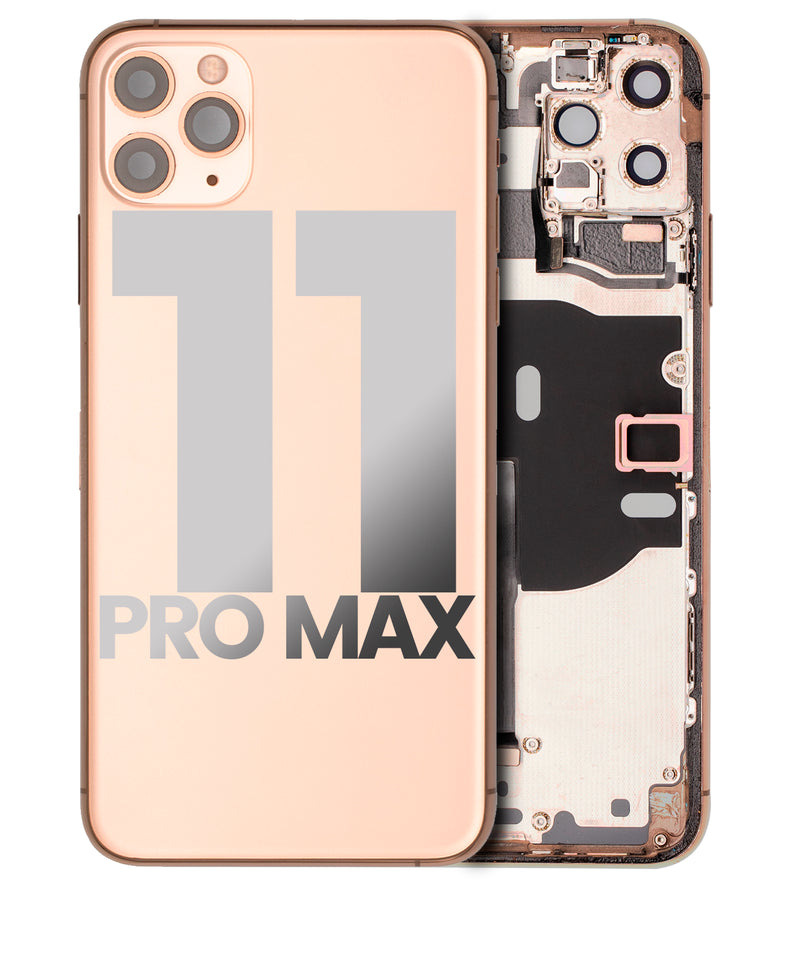 Back Housing W/ Small Components Pre-Installed Compatible For IPhone 11 Pro Max (Used OEM Pull: Grade A) (Gold)