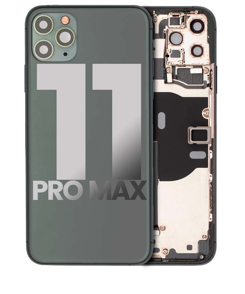 Back Housing W/ Small Components Pre-Installed Compatible For IPhone 11 Pro Max (Used OEM Pull: Grade A) (Matte Midnight Green)