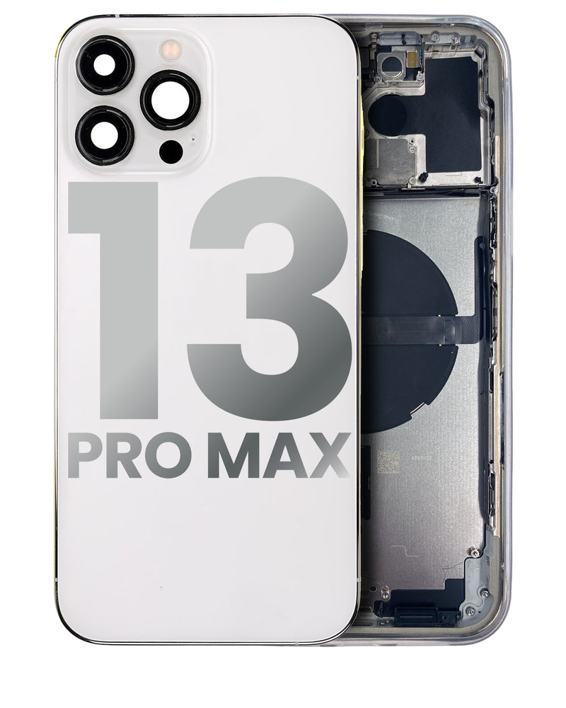 BACK HOUSING SMALL COMPONENTS PRE-INSTALLED FOR IPHONE 13 PRO MAX SILVER ORIGINAL PULLED GRADE A