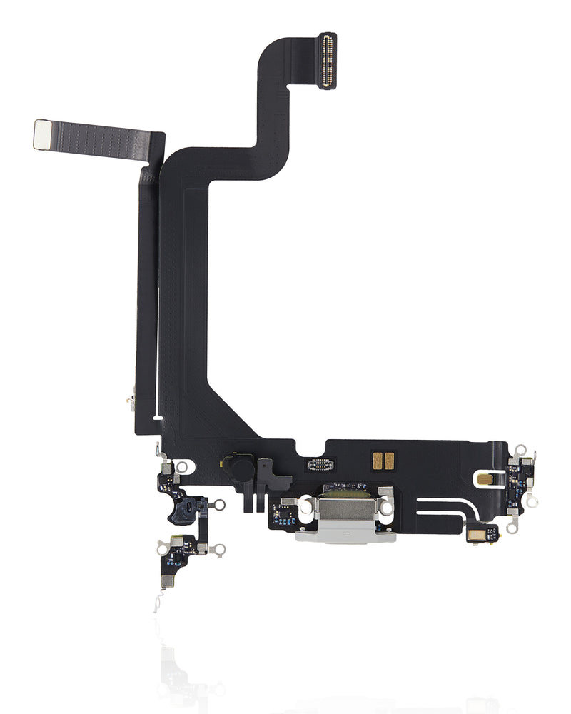 Charging Port Flex Cable Compatible For IPhone 14 Pro Max (Used OEM Pull) (Silver)