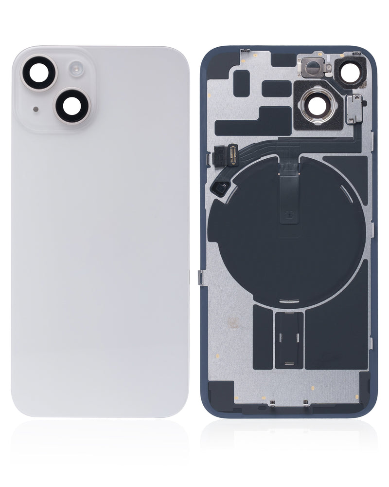 BACK GLASS HOUSING SMALL COMPONENTS PRE-INSTALLED FOR IPHONE 14 STARLIGHT ORIGINAL PULLED