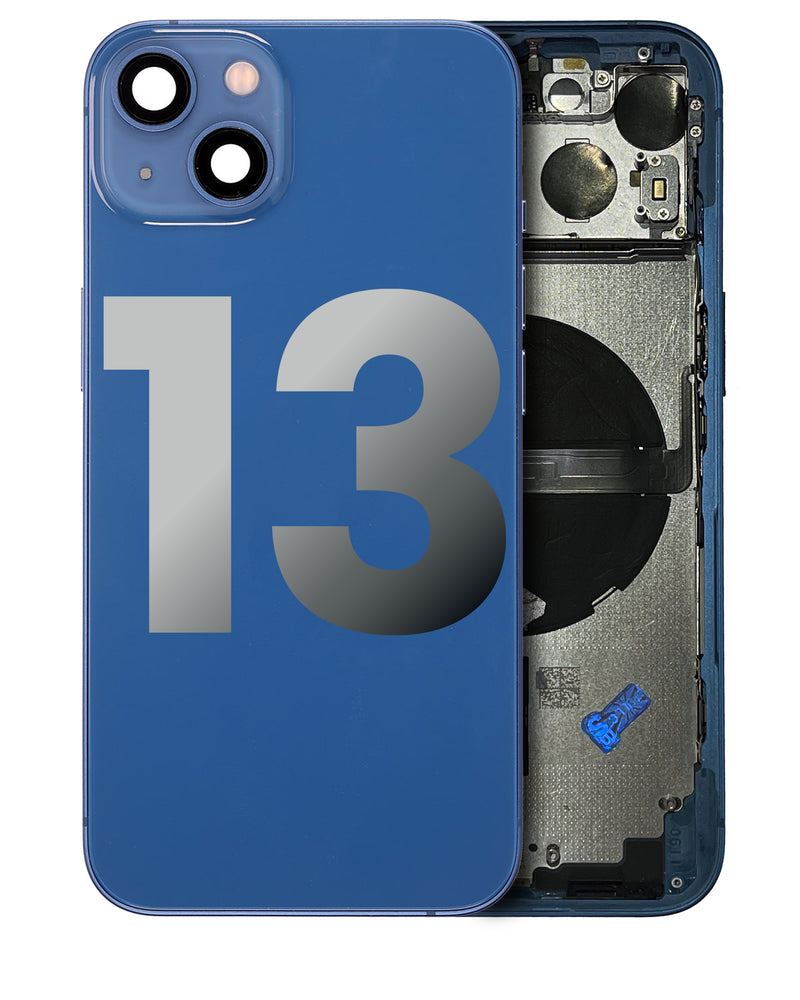 BACK HOUSING SMALL COMPONENTS PRE-INSTALLED FOR IPHONE 13 BLUE ORIGINAL PULLED GRADE A