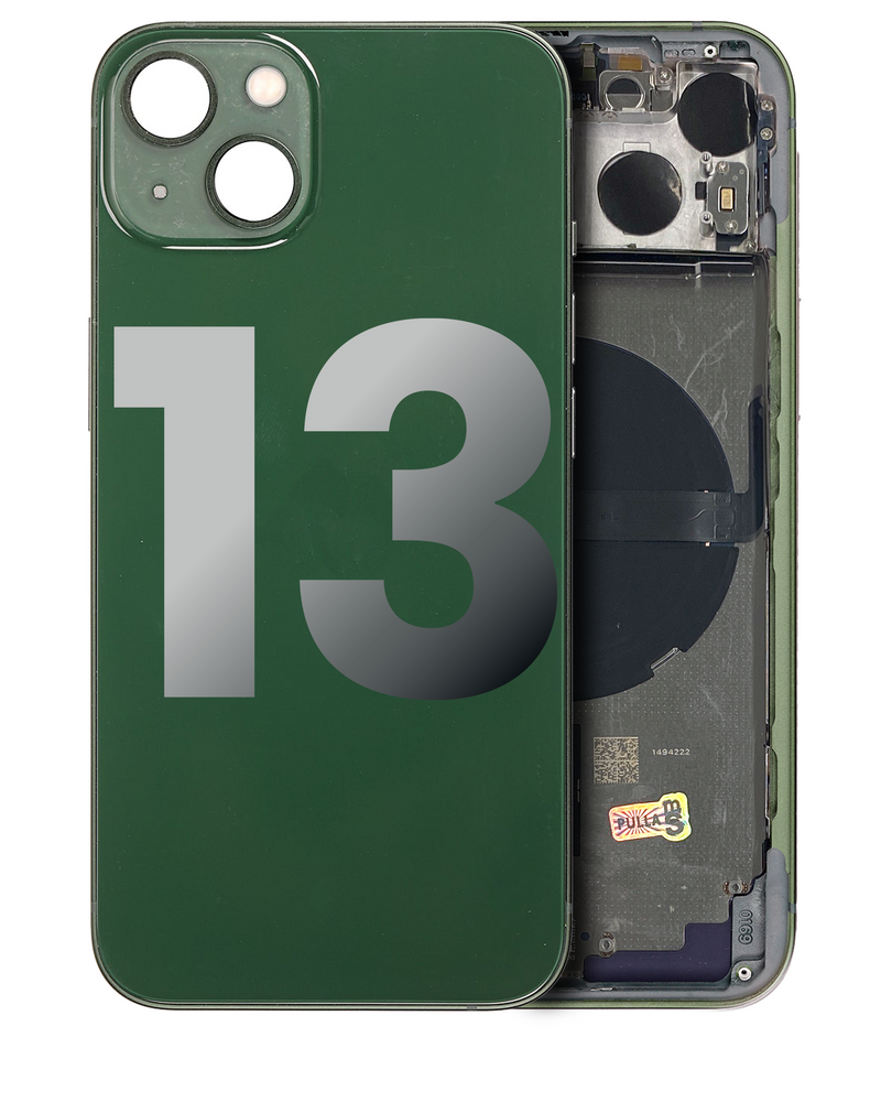 BACK HOUSING SMALL COMPONENTS PRE-INSTALLED FOR IPHONE 13 GREEN ORIGINAL PULLED GRADE A