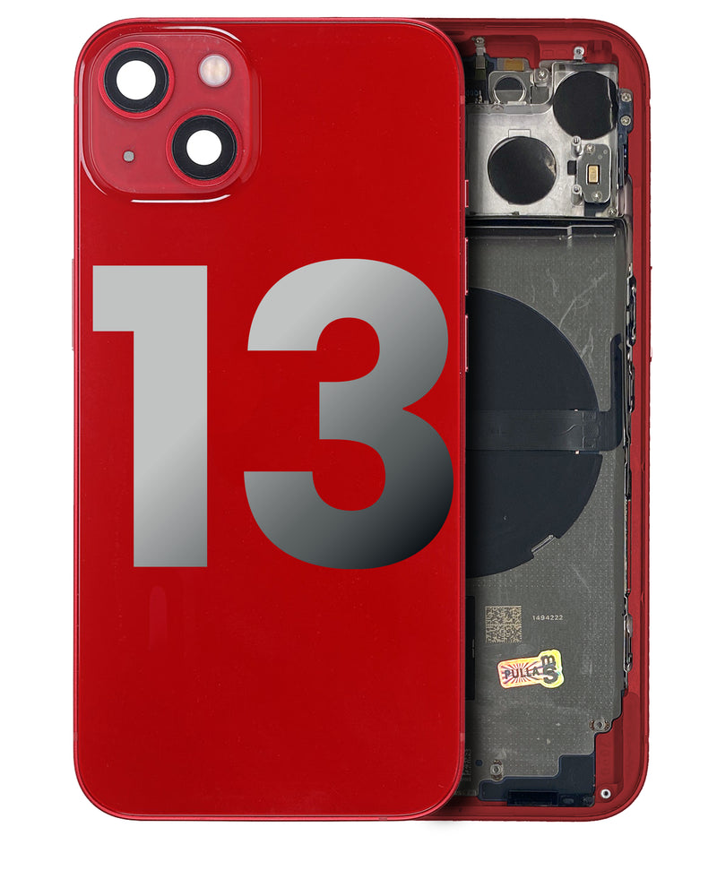 Back Housing W/ Small Components Pre-Installed Compatible For IPhone 13 (US Version) (Used OEM Pull: Grade A) (Red)