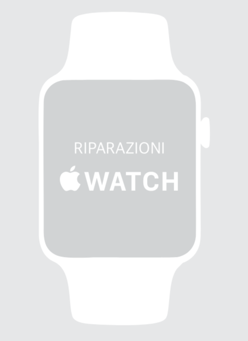 Scritta autoadesiva per vetrina "riparazioni Apple Watch" misure 40x80 cm colore bianco